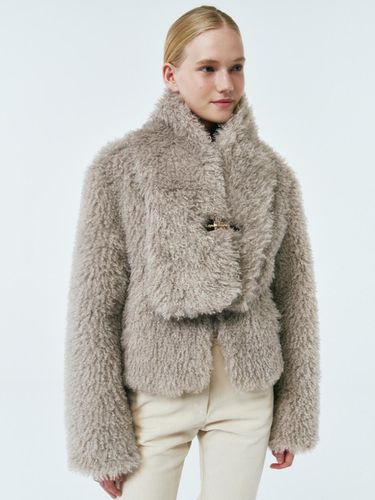 Muffler Set Eco Fur Cropped Jacket (MAEDJK12MGY) - marieclaire - Modalova