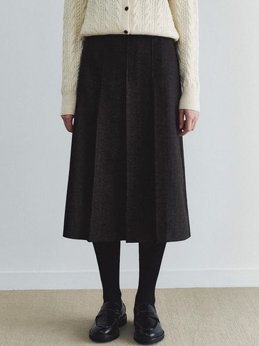 Herringbone wool pleats midi skirt - brown - LOEIL - Modalova