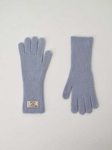 Fingerhole Wool Knit Gloves - Sky Blue - LOEIL - Modalova