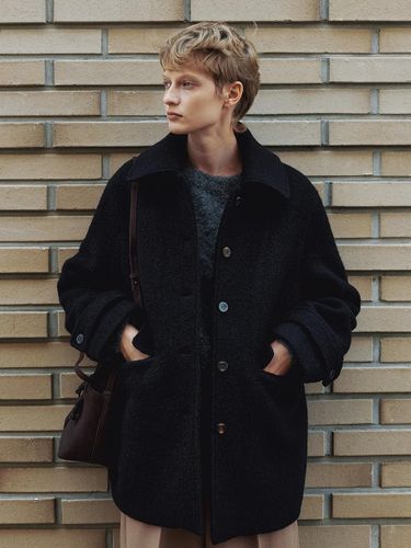 Classic Buckle Wool Half Coat - Black - LOEIL - Modalova