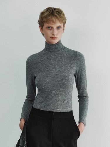 Pure slim turtleneck T-shirt - Melange Gray - LOEIL - Modalova