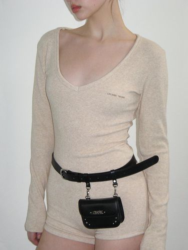 V NECK KNIT BODY SUIT_BEIGE - CRANK - Modalova