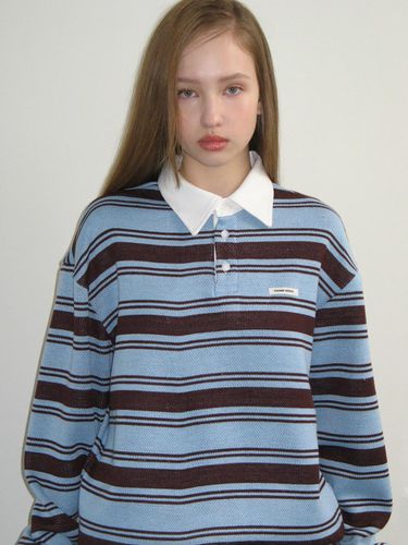 STRIPED POLO KNITWEAR_BLUE - CRANK - Modalova