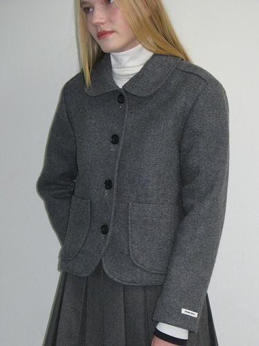 STUD WOOL SHORT COAT_GREY - CRANK - Modalova