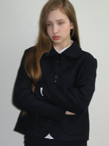 STUD WOOL SHORT COAT_NAVY - CRANK - Modalova