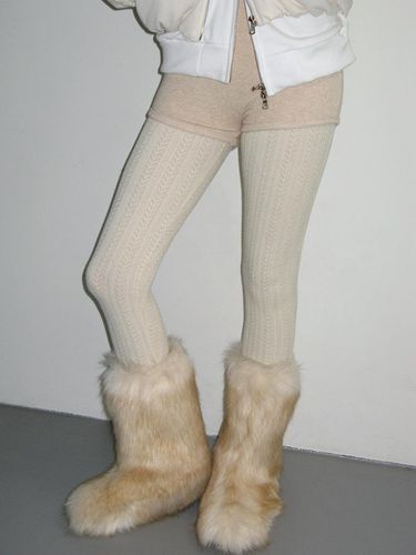 CABLE KNIT LEGGINGS_IVORY - CRANK - Modalova