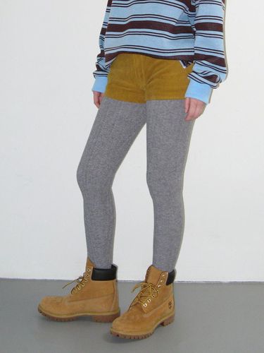 CABLE KNIT LEGGINGS_MELANGE GREY - CRANK - Modalova