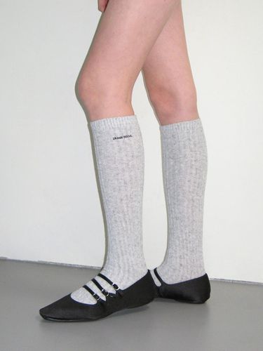 LOGO CASHMERE KNEE SOCKS_LIGHT GREY - CRANK - Modalova