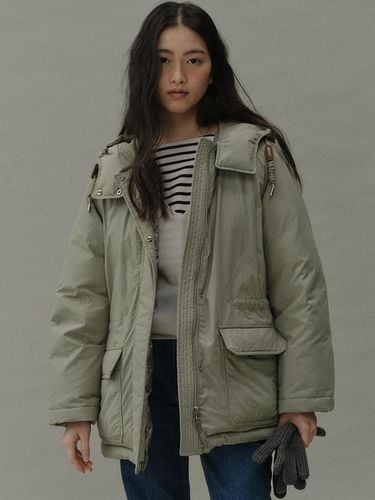 Down half hooded coat (light khaki) - blank03 - Modalova