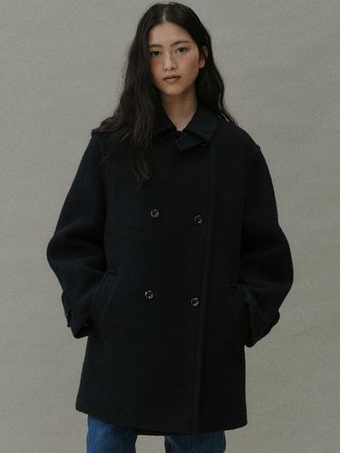 Wool boucle overfit peacoat (navy) - blank03 - Modalova