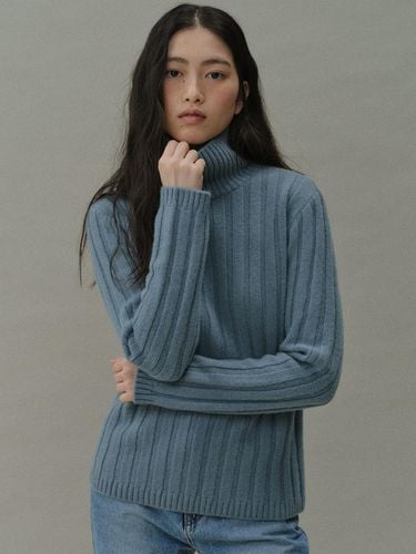 Baby alpaca ribbed turtle (soft blue) - blank03 - Modalova