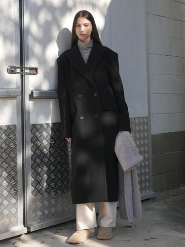 DOUBLE LONG WOOL COAT / BLACK - PAUL&ALICE - Modalova