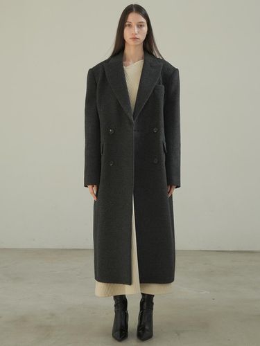 DOUBLE LONG WOOL COAT / CHARCOAL - PAUL&ALICE - Modalova