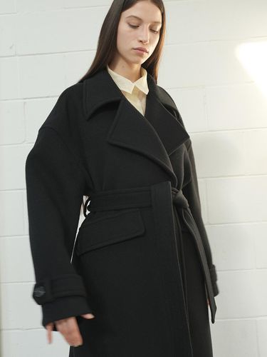 BELTED OVERSIZ WOOL COAT / BLACK - PAUL&ALICE - Modalova