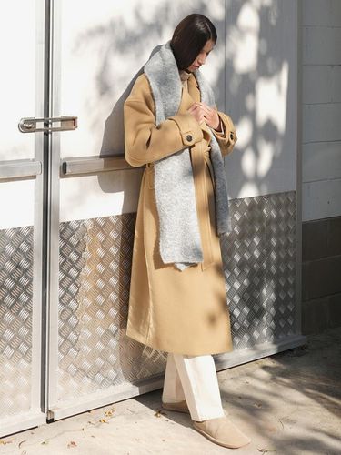 BELTED OVERSIZ WOOL COAT / BEIGE - PAUL&ALICE - Modalova