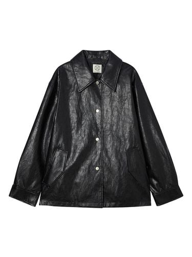 Fake Leather Snap Half Jacket Black (AEJU4A4L7BK) - a.t.corner - Modalova