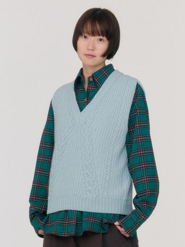 Cashmere Cable Wool Vest (Light Blue) - sienne - Modalova