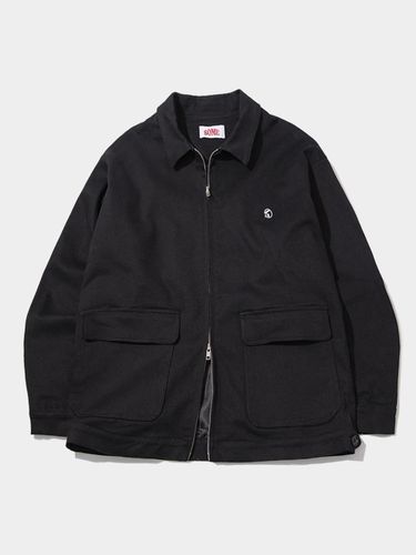 Big Pocket Cotton Collar Zip Up Trucker Jacket Jum - SOMEPLACE - Modalova