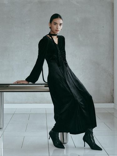 IT_Black velvet long sleeve dress - itte - Modalova