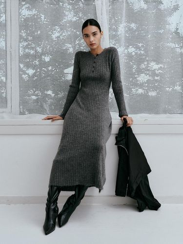 IT_Slim fit button knit long dress_GRAY - itte - Modalova