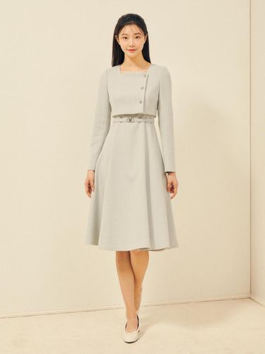 A square-neck jacket flared dress GPAM0OP941 - JJ JIGOTT - Modalova