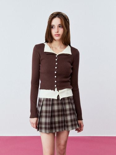 Layered Collared Cardigan (BROWN) - koolkitten - Modalova