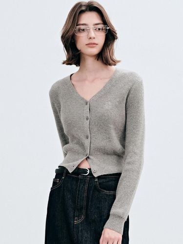 CLASSIC RIBBED V NECK CARDIGAN_CHARCOAL - YAN13 - Modalova