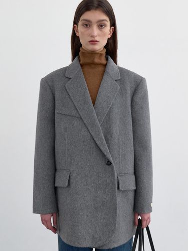 WOOL 100% HANDMADE TWO WAY DOUBLE COAT, GREY - LOWTEAL - Modalova