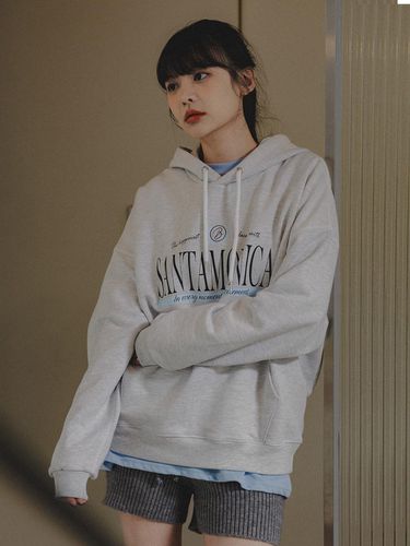 Santa Monica Hoodie BK6984_Melange White - BAKKEN - Modalova