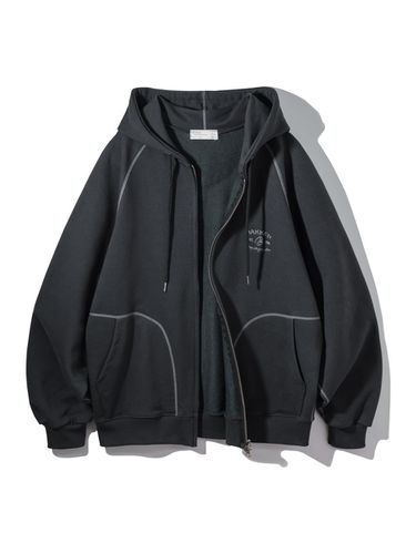 Essential Hooded Zip-Up BK7988_Charcoal - BAKKEN - Modalova