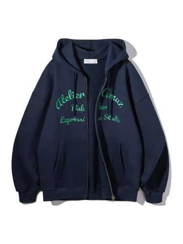 Atelier Amuz Hooded Zip-Up BK7989_Navy - BAKKEN - Modalova