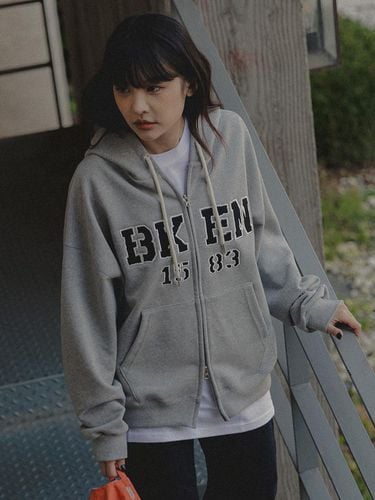 BKEN 1583 Hooded Zip-Up BK7990_Melange Gray - BAKKEN - Modalova