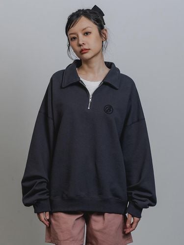 Collar half zip up sweatshirt BK7589_charco - BAKKEN - Modalova