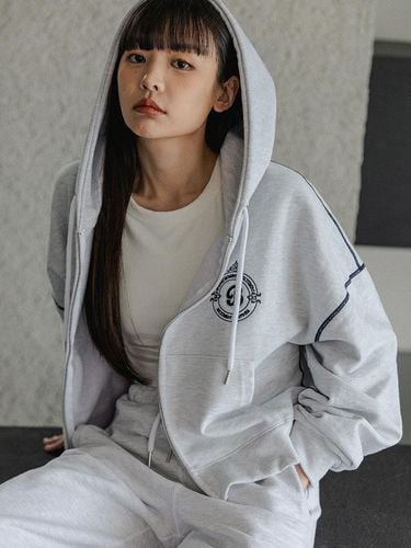 SIGNATURE B Hooded Zip-Up BK7690_Melange Wh - BAKKEN - Modalova