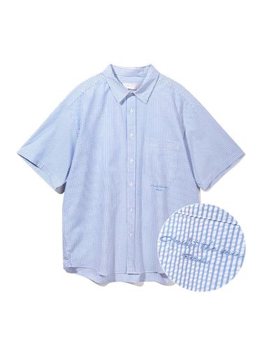 Petrichor Seersucker Half Shirt BK8923_Blue - BAKKEN - Modalova