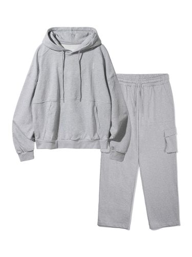 Barken Side Slit Hoodie Wide Cargo Sweat Pants Set - BAKKEN - Modalova