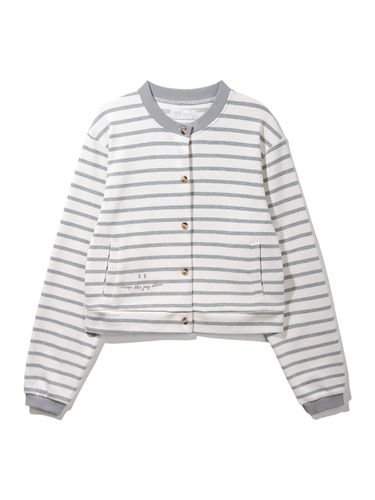 Barken Smile Stripe Cotton Cardigan BK8931_Light G - BAKKEN - Modalova