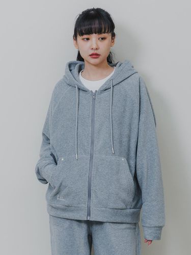 Back Lettering Fleece Hooded Zip-Up BK8928_ - BAKKEN - Modalova