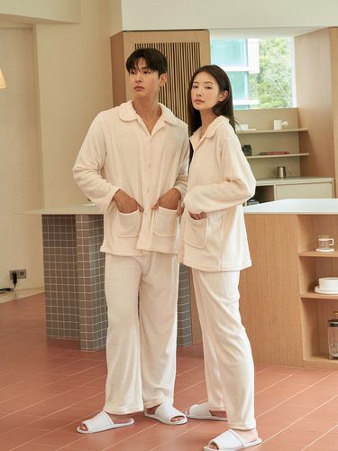 Solid Winter Couple Pajamas Set - DOSSY - Modalova