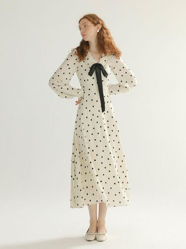 Dot Ribbon Tie Long Dress - Sincethen - Modalova