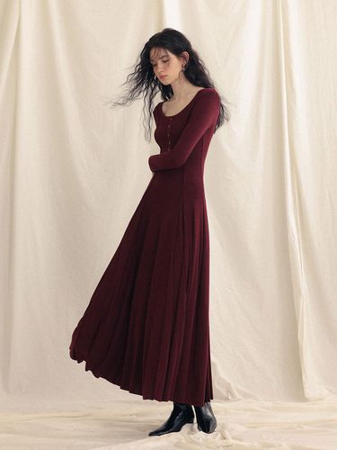 Deep Wine Round Long Dress - Sincethen - Modalova