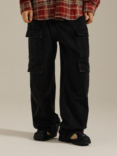 Multi Pocket Cargo Denim Pants Black - GoldenSunshine - Modalova