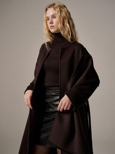 Scarf Layered handmade Cashmere Coat - Brown - RARE01 - Modalova