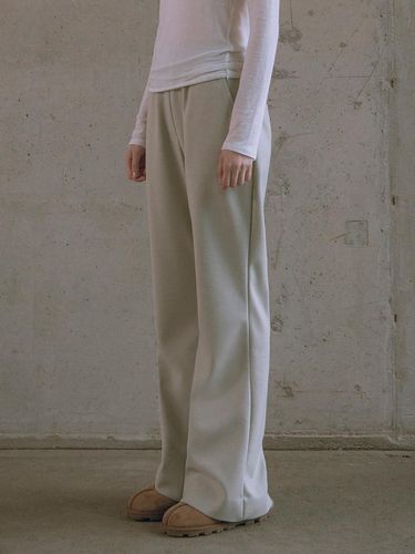 SIPT7107 Double Wibe Relax Pants_Ash beige - Siyazu - Modalova