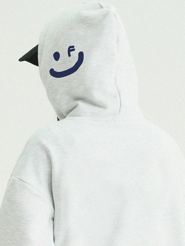 UNISEX] Side Hooded Drawing Smile Hoodie_Melange - GRAVER - Modalova