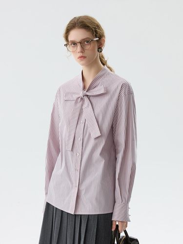 WD_Ribbon tie striped shirt_2color - We’Dee - Modalova