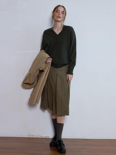 MODERN V WOOLCASHMERE KNIT - KHAKI - LE STUDIO - Modalova