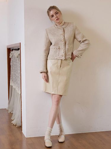 FRINGE TWEED JACKET - BEIGE - LE STUDIO - Modalova