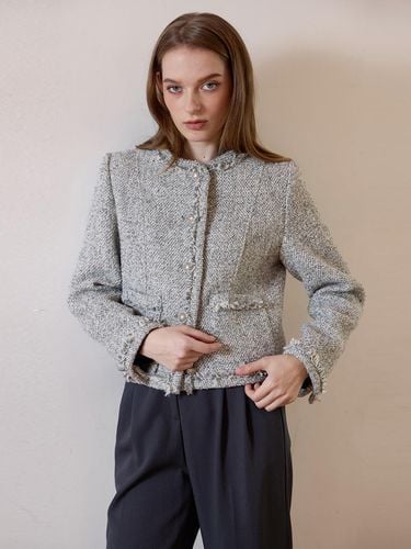 FRINGE TWEED JACKET - GREY - LE STUDIO - Modalova