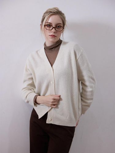 CASHMERE WOOL CARDIGAN - CREAM - LE STUDIO - Modalova